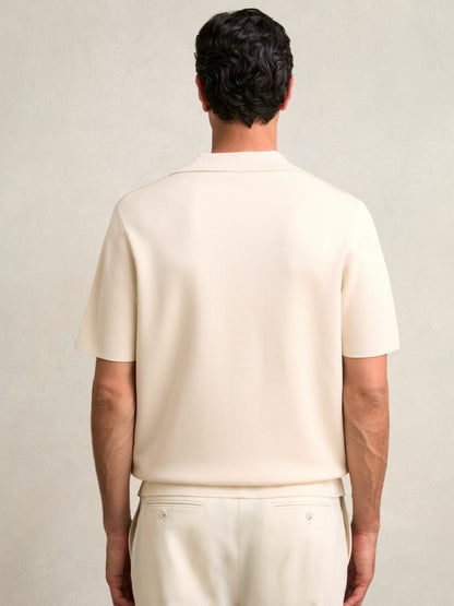 Colour-Block Cuban-Collar Knit Shirt in Taupe Brown/Light Stone | Reiss Men Popular