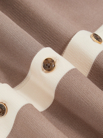 Colour-Block Cuban-Collar Knit Shirt in Taupe Brown/Light Stone | Reiss Men Popular