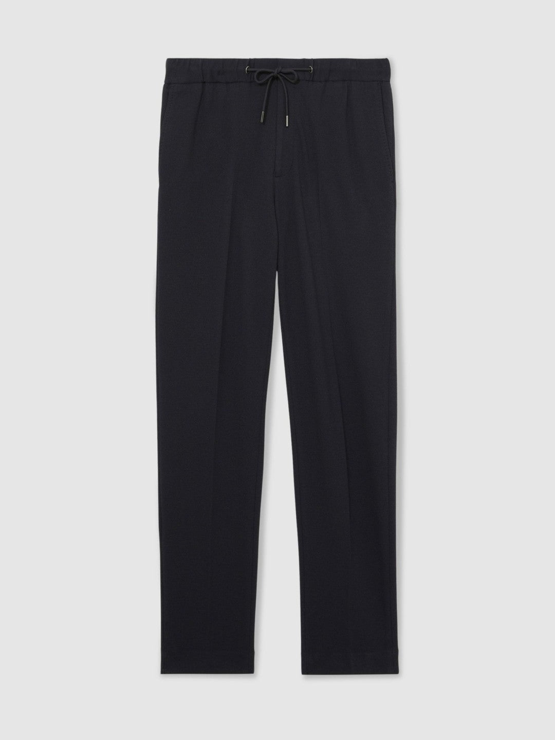 Slim Fit Jersey Drawstring Suit Trousers in Navy | Reiss Men Premium