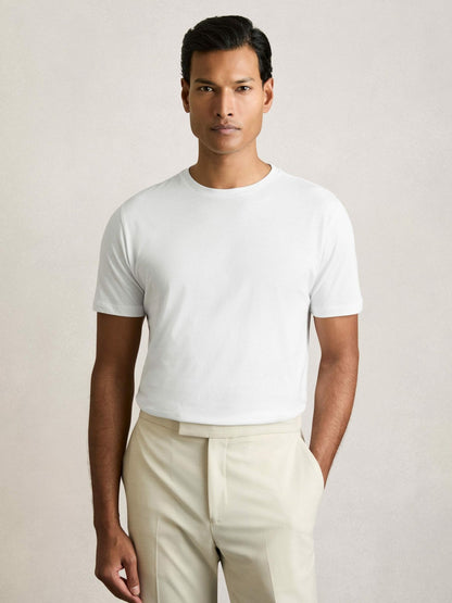 Cotton Crew-Neck T-shirts 3 Pack in White/Navy/Airforce Blue | Reiss Men Best Seller