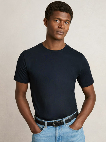 Cotton Crew-Neck T-shirts 3 Pack in White/Navy/Airforce Blue | Reiss Men Best Seller
