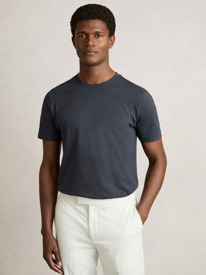 Cotton Crew-Neck T-shirts 3 Pack in White/Navy/Airforce Blue | Reiss Men Best Seller