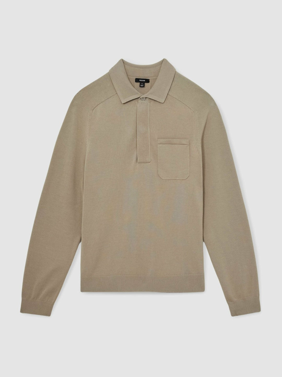 Cotton Concealed Placket Polo Shirt in Light Sage Green | Reiss Men Best Seller