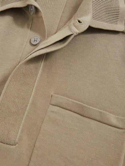 Cotton Concealed Placket Polo Shirt in Light Sage Green | Reiss Men Best Seller