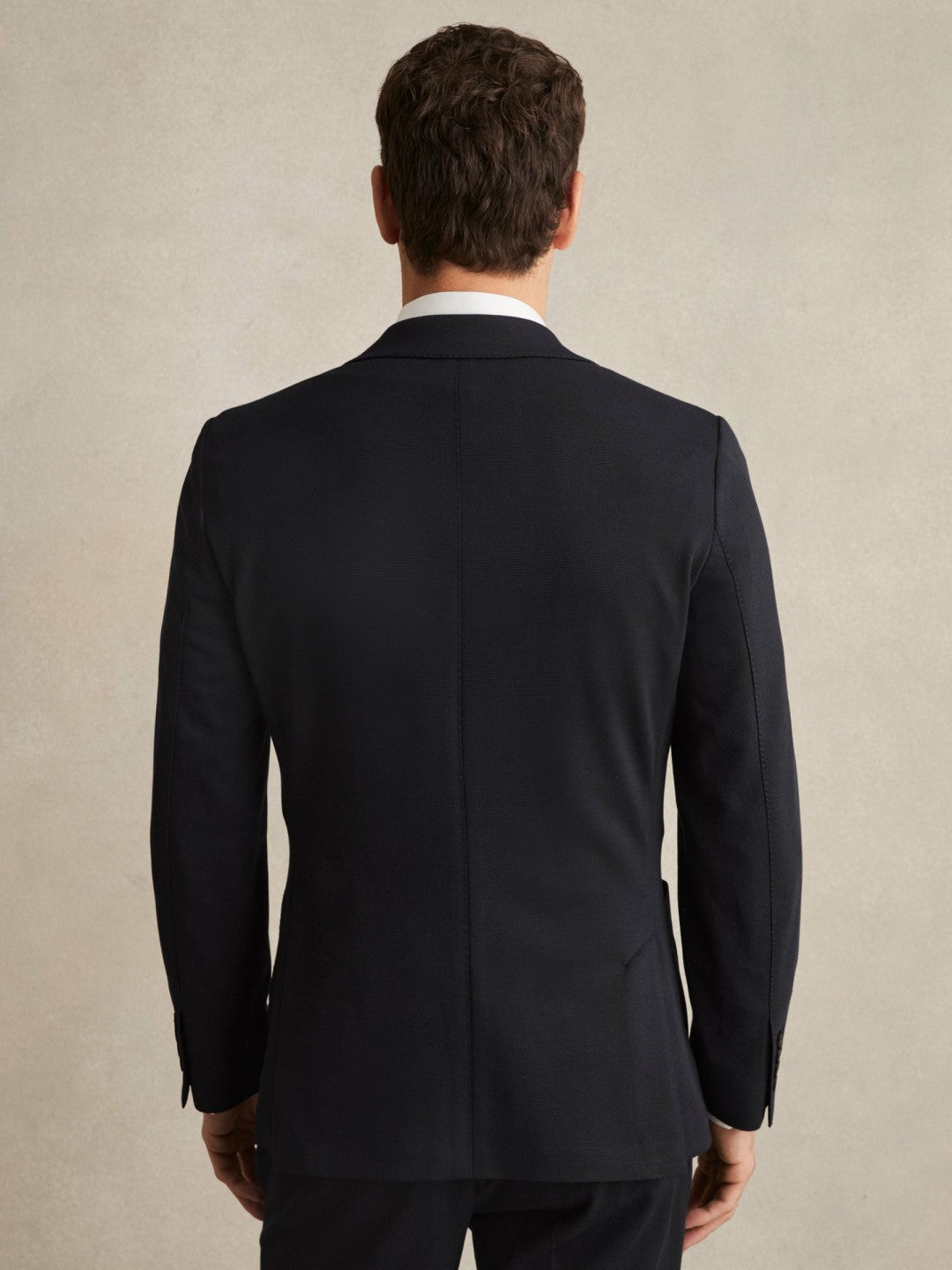 Slim-Fit Single-Breasted Jersey Suit Blazer in Navy | Reiss Men Exclusive