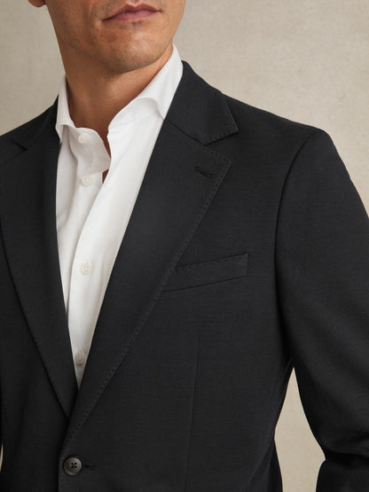 Slim-Fit Single-Breasted Jersey Suit Blazer in Navy | Reiss Men Exclusive
