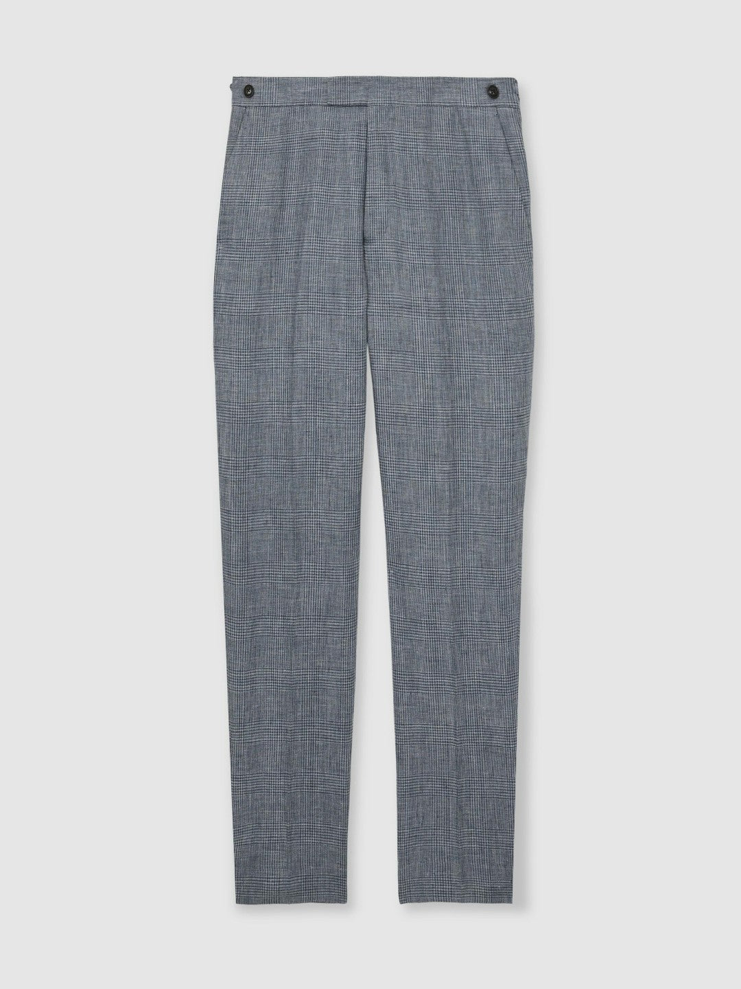 Slim Fit Linen Check Suit Trousers in Soft Blue | Reiss Men Recommended