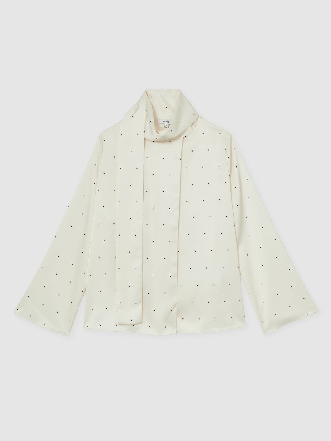 Satin Polka Dot Tie Neck Blouse in Ivory | Reiss Women Recommended