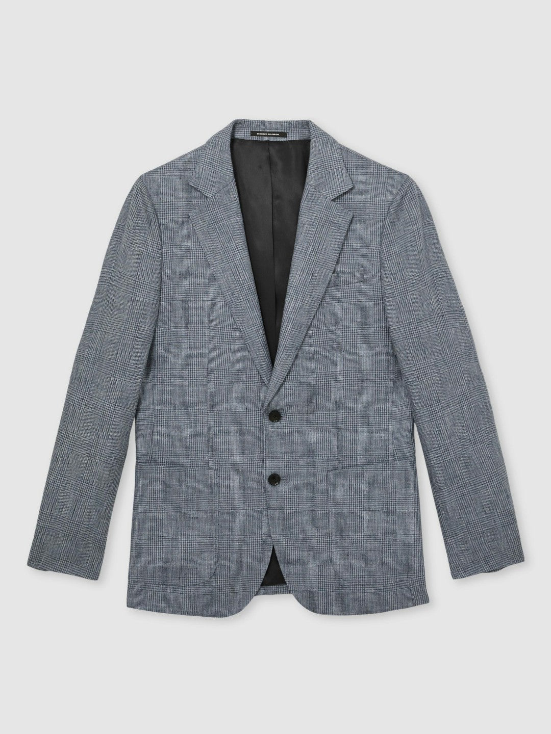 Slim Fit Single Breasted Linen Check Suit Blazer in Soft Blue | Reiss Men Exclusive