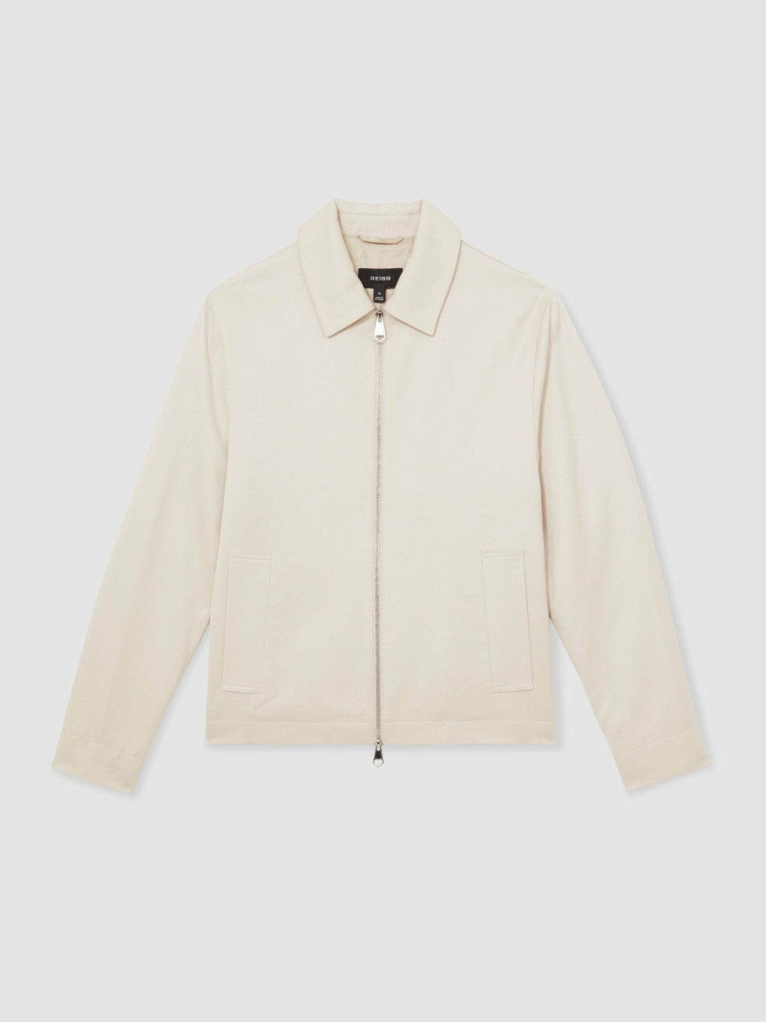 Lyocell-Cotton Zip-Through Twill Jacket in Ecru | Reiss Men Signature