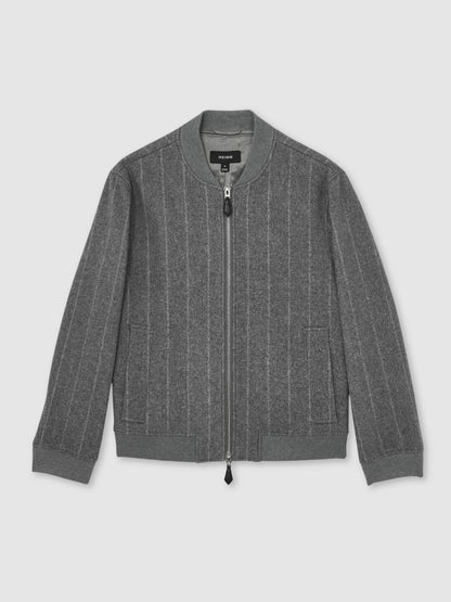 Wool-Blend Chalk-Stripe Bomber Jacket in Grey | Reiss Men Popular