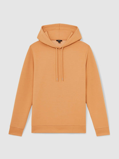 Interlock Jersey Drawstring Hoodie in Light Camel Brown | Reiss Men Popular