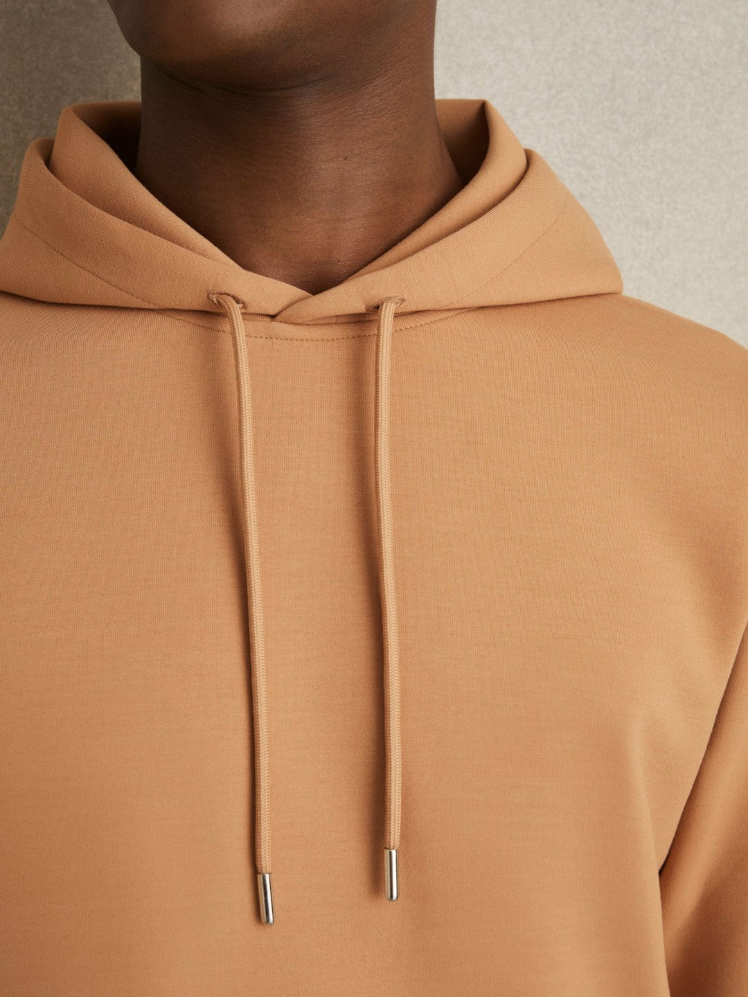 Interlock Jersey Drawstring Hoodie in Light Camel Brown | Reiss Men Popular