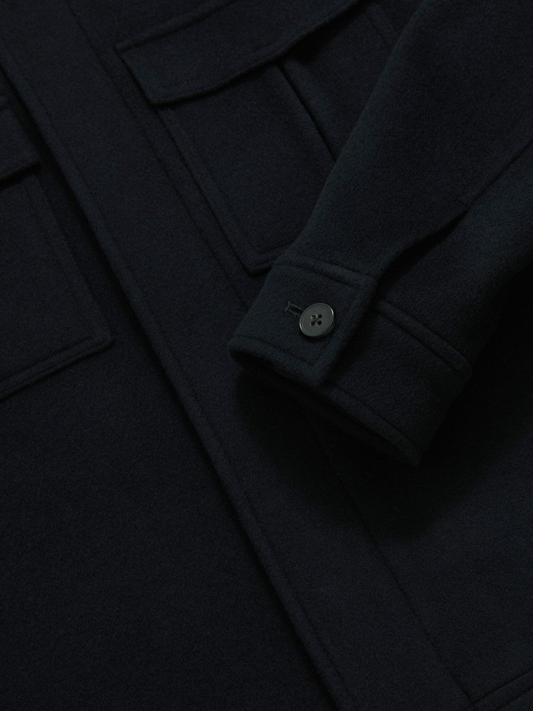 Wool Blend Twin Pocket Zipped Jacket in Navy | Reiss Men Premium