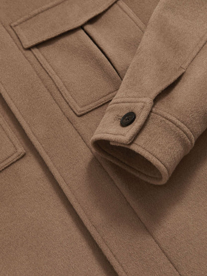 Wool Blend Twin Pocket Zipped Jacket in Dark Brown | Reiss Men Exclusive