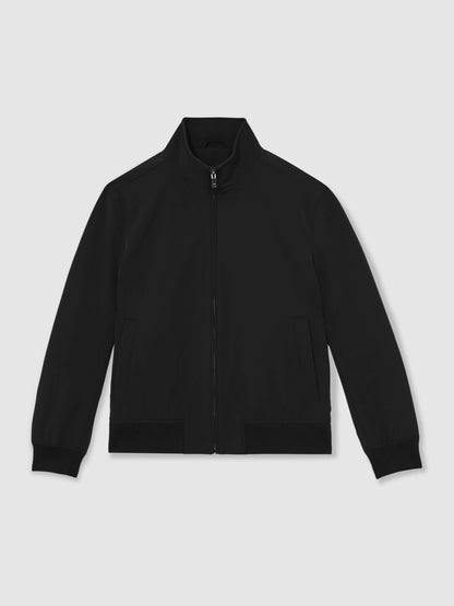 Funnel-Neck Technical Jacket in Black | Reiss Men Signature
