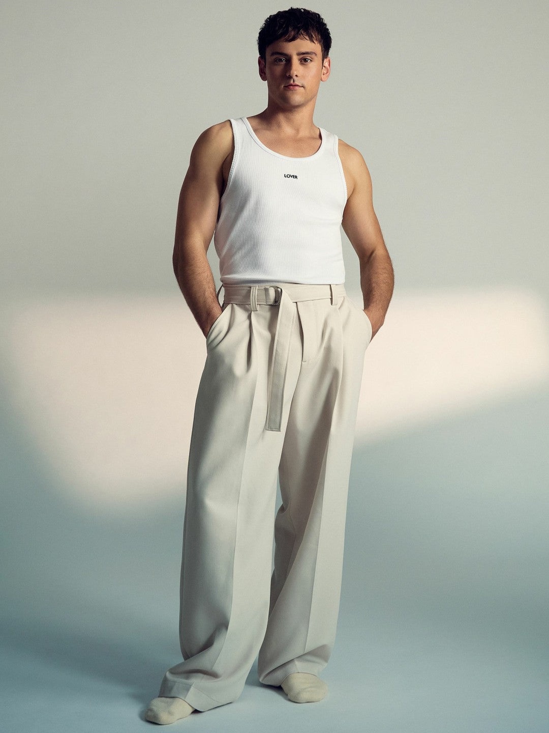 | Tom Daley Cotton Lover Vest with Stretch in White | Reiss Men New