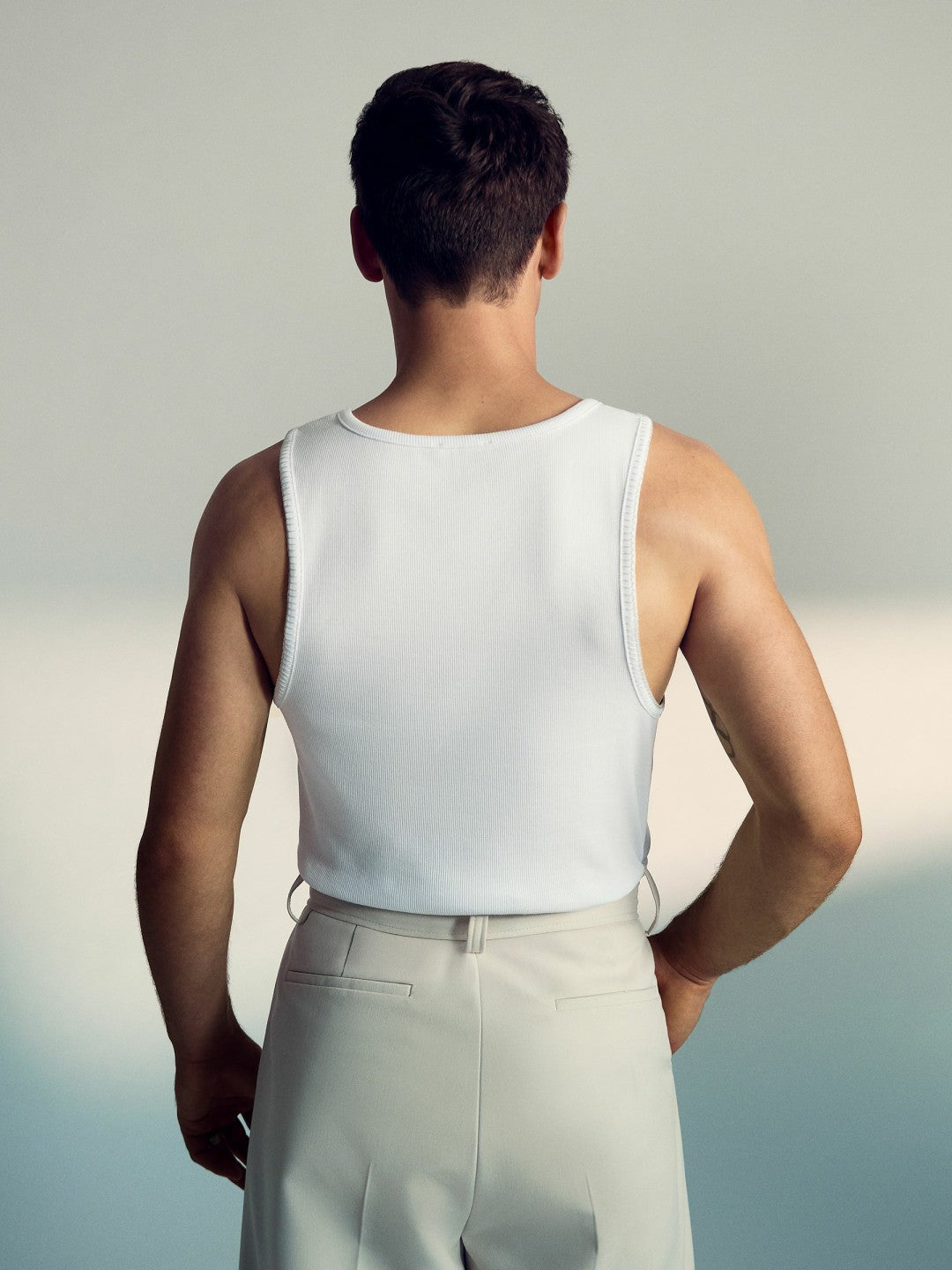 | Tom Daley Cotton Lover Vest with Stretch in White | Reiss Men New