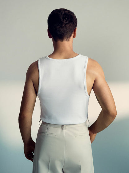 | Tom Daley Cotton Lover Vest with Stretch in White | Reiss Men New