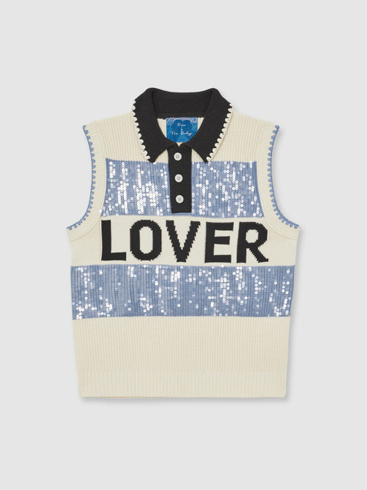 | Tom Daley Stripe Polo Vest in Soft Blue | Reiss Men Exclusive