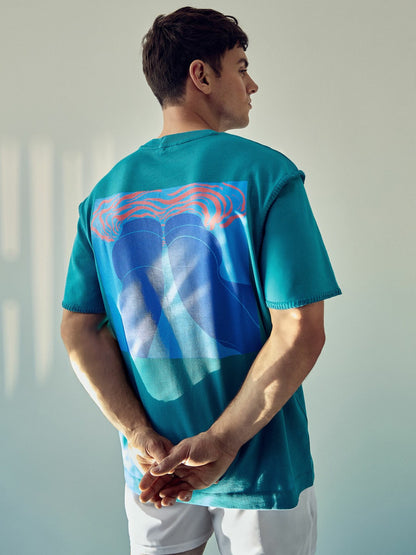 | Tom Daley Graphic-Print T-Shirt in Teal Green | Reiss Men Best Seller