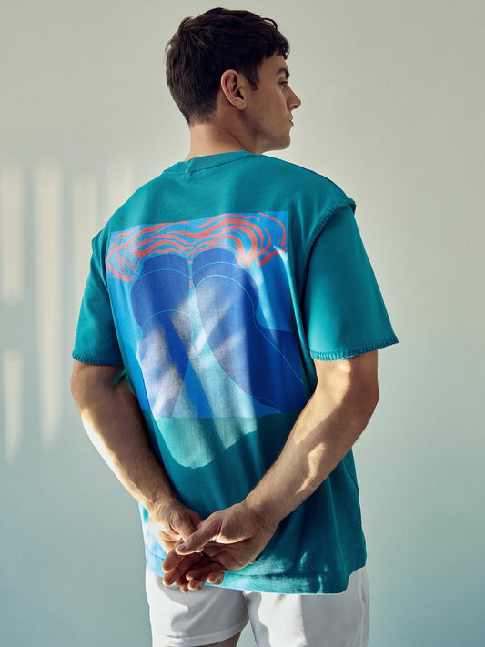 | Tom Daley Graphic-Print T-Shirt in Teal Green | Reiss Men Best Seller