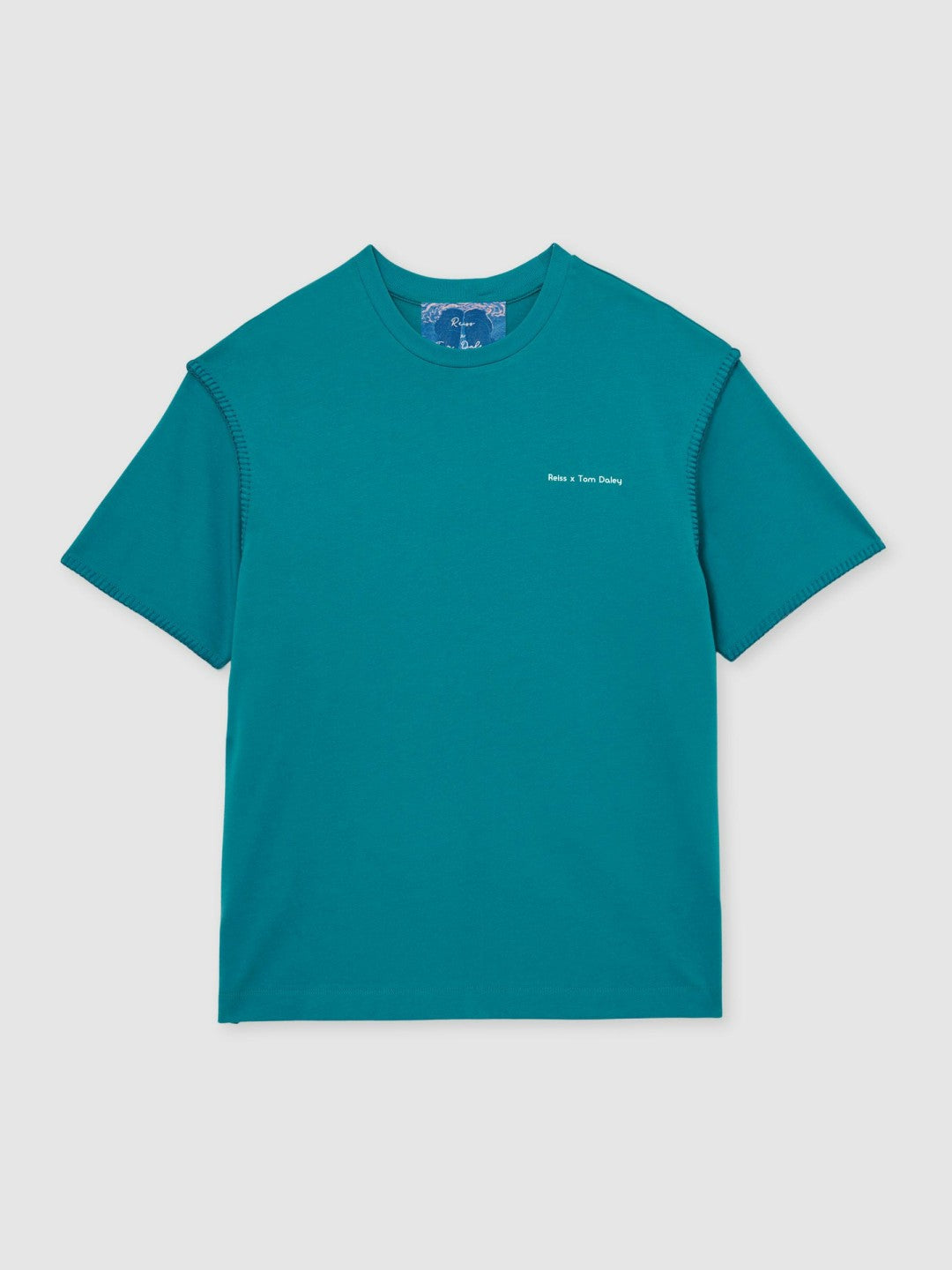 | Tom Daley Graphic-Print T-Shirt in Teal Green | Reiss Men Best Seller