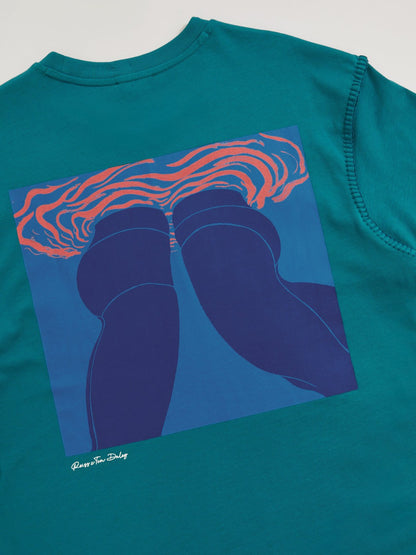 | Tom Daley Graphic-Print T-Shirt in Teal Green | Reiss Men Best Seller