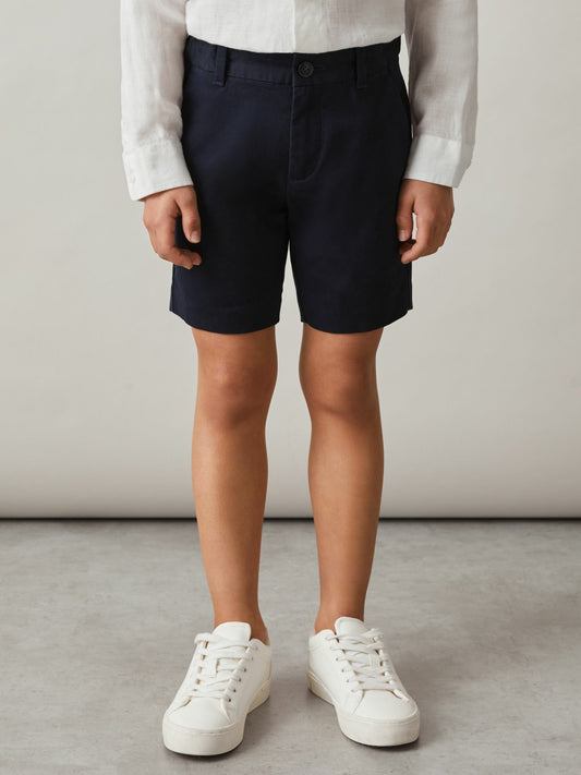 9-13 yrs Cotton Chino Shorts with Stretch in Navy | Reiss Children & Baby Trending
