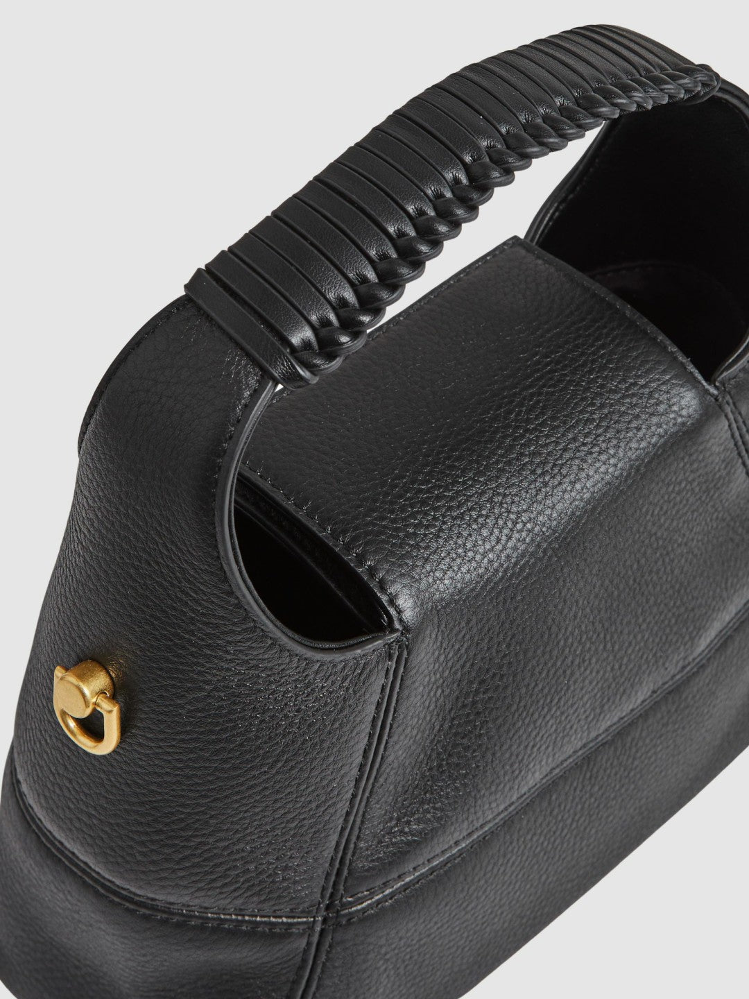 Grained-Leather Shoulder Bag in Black | Reiss Women Recommended