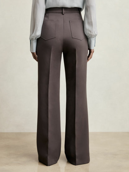 Twill Patch-Pocket Flared Trousers in Mauve Neutral | Reiss Women Trending