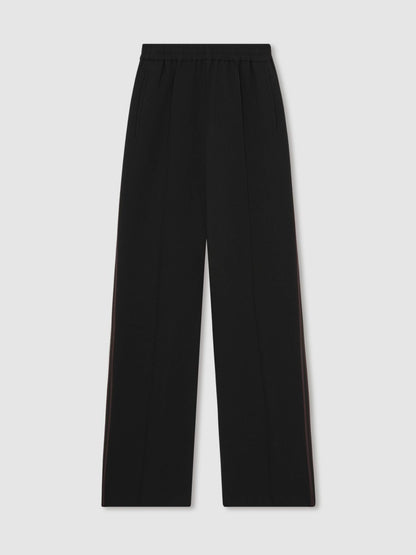 Side-Stripe Wide-Leg Trousers in Black | Reiss Women Exclusive