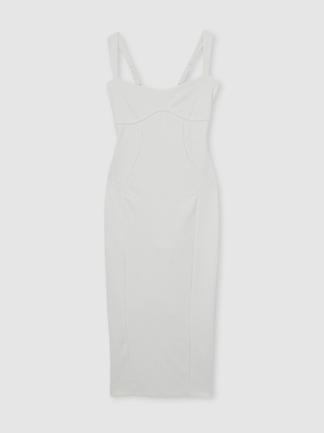 Good American Scuba Crystal Midi Dress in White | Reiss Women Signature