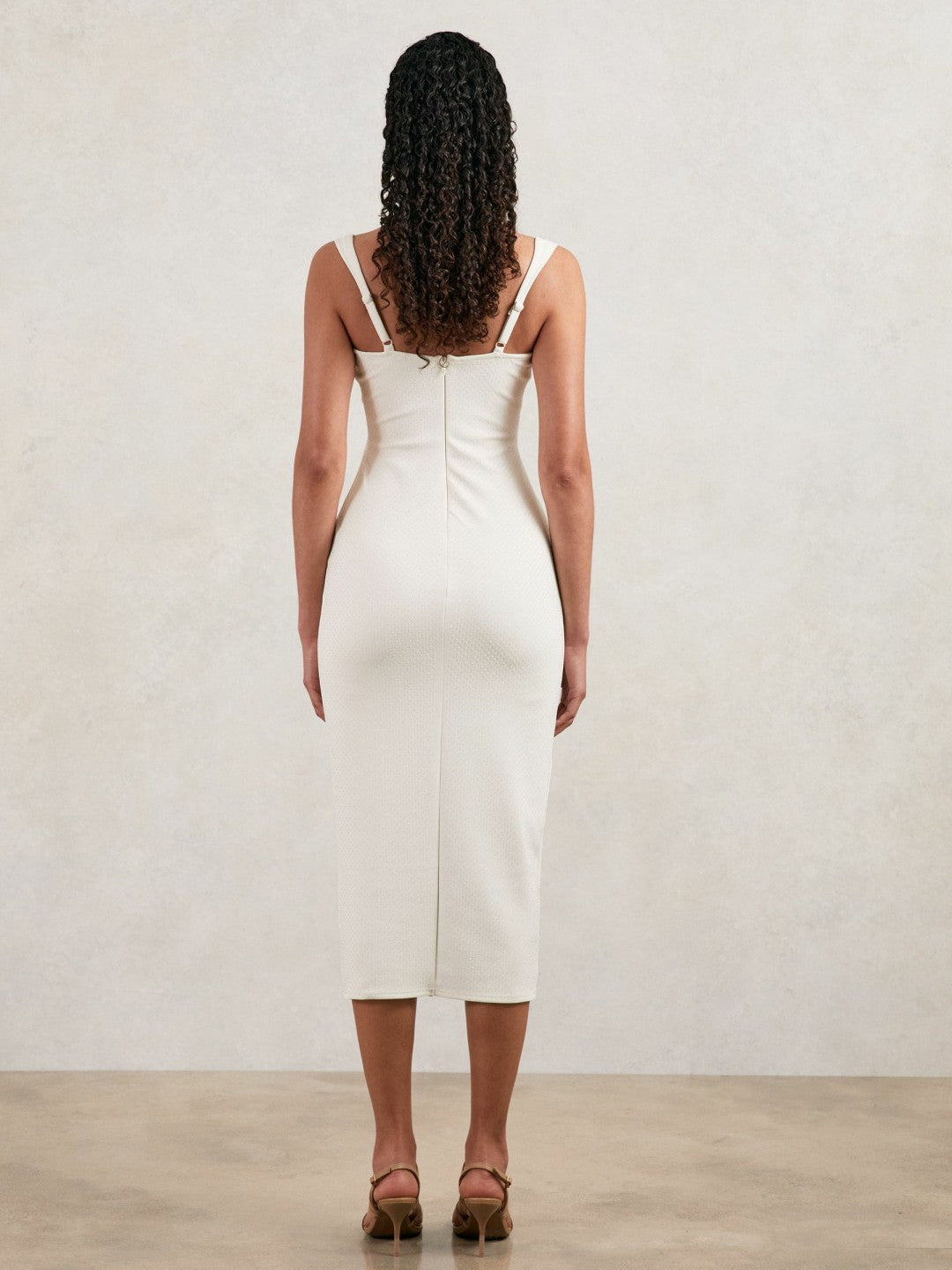 Good American Scuba Crystal Midi Dress in White | Reiss Women Signature