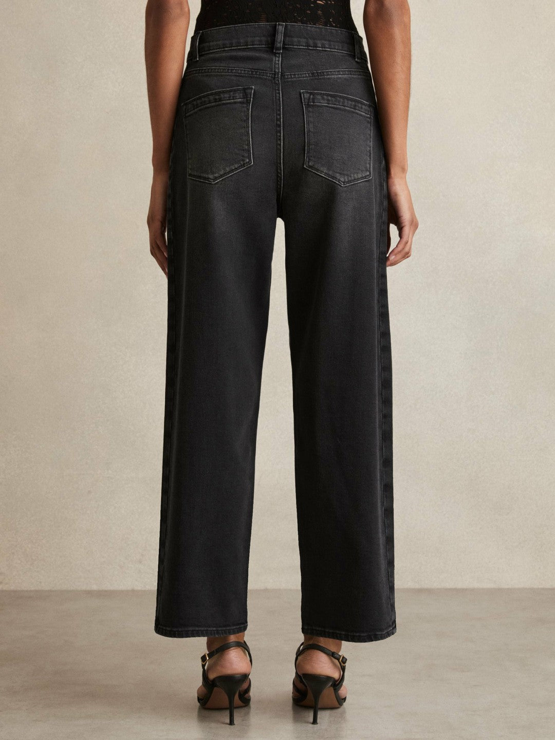 Petite Barrel-Leg Seam Jeans in Washed Grey | Reiss Women Best Seller