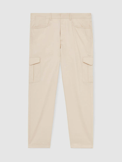 Cotton-Lyocell Cargo Trousers in Light Stone | Reiss Men Exclusive