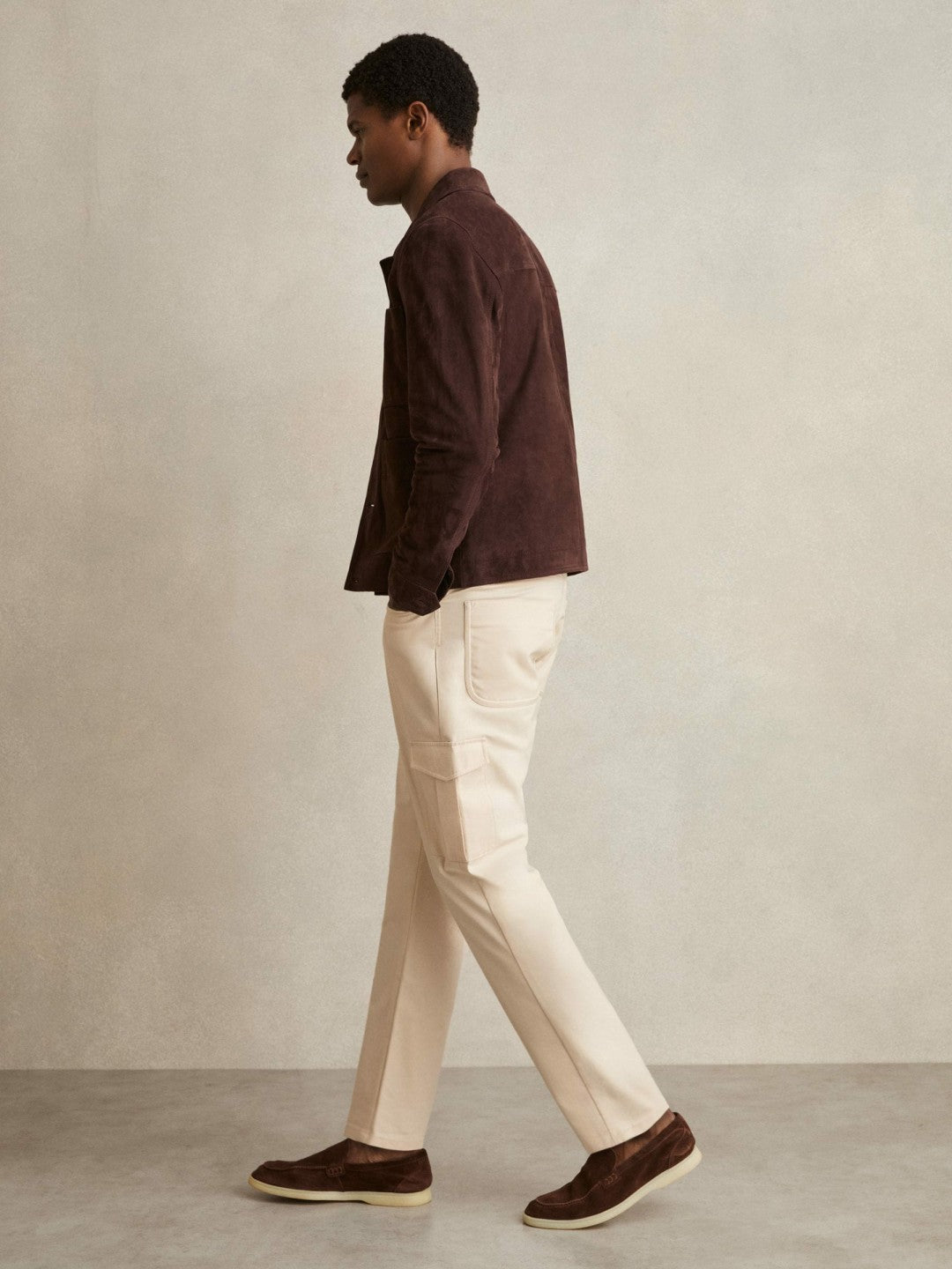 Cotton-Lyocell Cargo Trousers in Light Stone | Reiss Men Exclusive