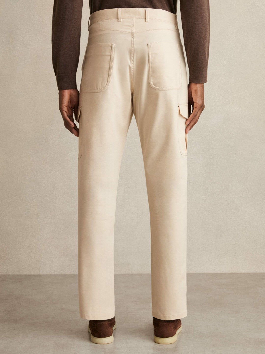Cotton-Lyocell Cargo Trousers in Light Stone | Reiss Men Exclusive