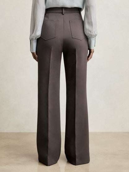 Petite Twill Patch-Pocket Flared Trousers in Mauve Neutral | Reiss Women Exclusive