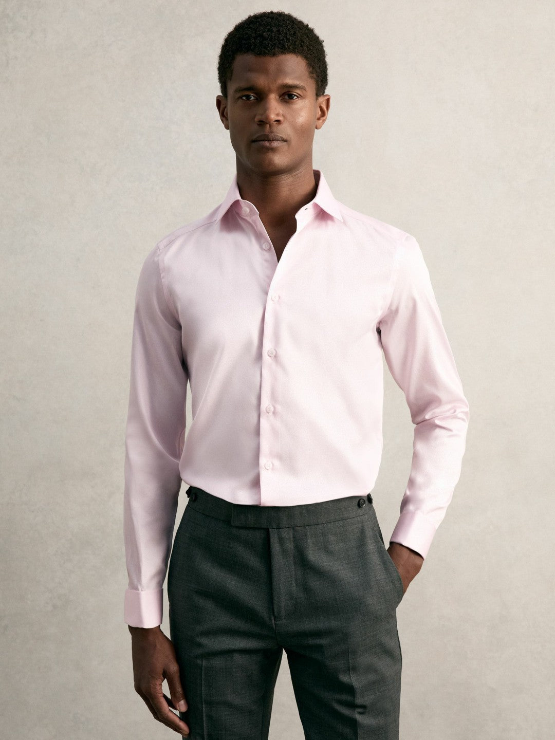 Slim Fit Slim-Fit Cotton-Sateen Shirt in Pink | Reiss Men Trending