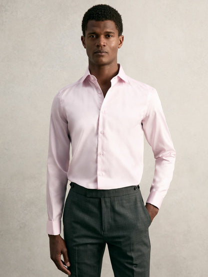 Slim Fit Slim-Fit Cotton-Sateen Shirt in Pink | Reiss Men Trending