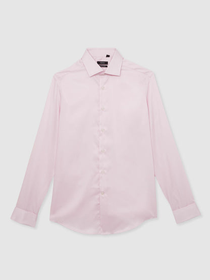 Slim Fit Slim-Fit Cotton-Sateen Shirt in Pink | Reiss Men Trending