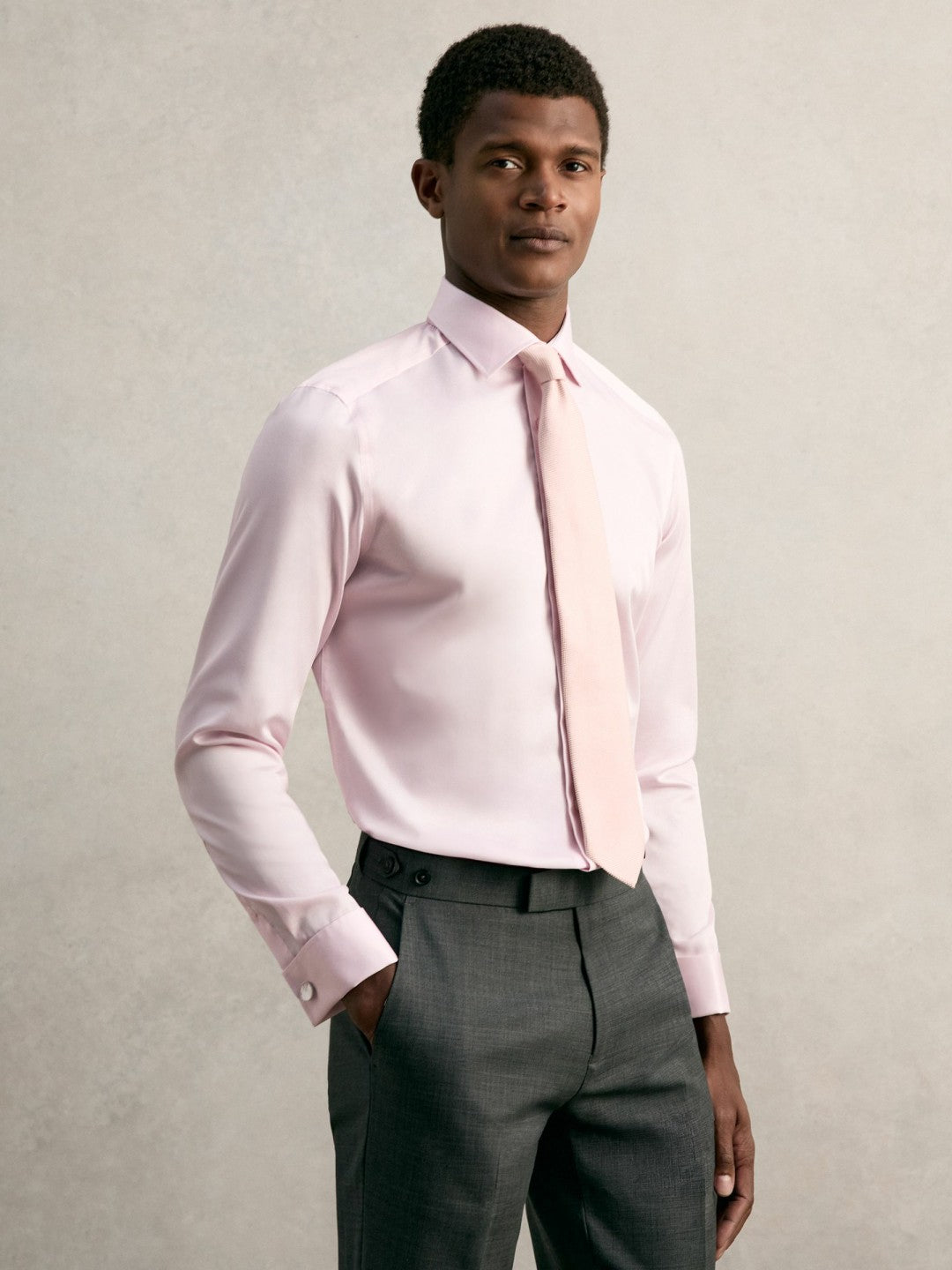 Slim Fit Slim-Fit Cotton-Sateen Shirt in Pink | Reiss Men Trending
