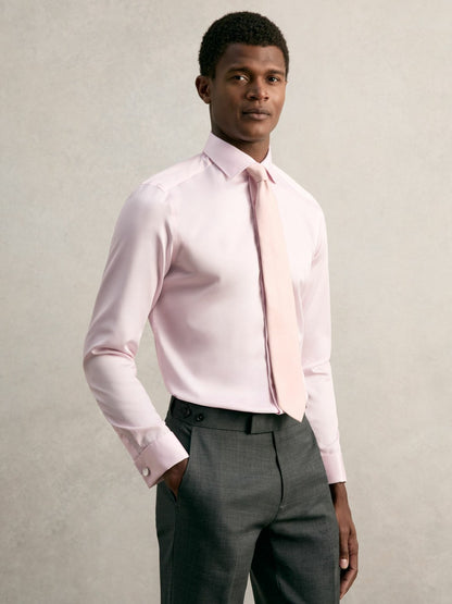 Slim Fit Slim-Fit Cotton-Sateen Shirt in Pink | Reiss Men Trending