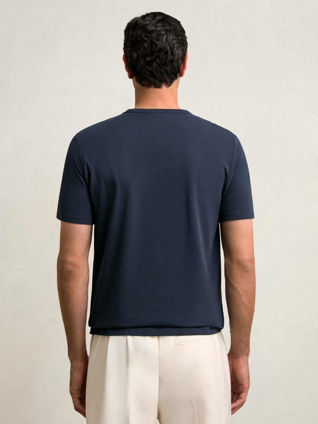 Stretch-Cotton Crew-Neck T-Shirt in Navy | Reiss Men Premium