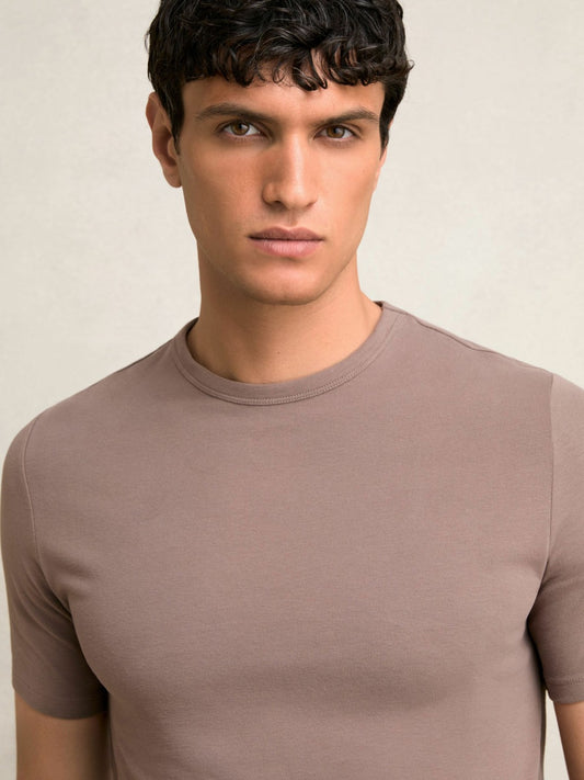 Stretch-Cotton Crew-Neck T-Shirt in Taupe Brown | Reiss Men Signature