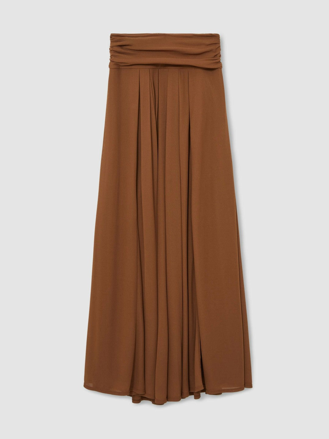 Jersey Ruched-Waist Maxi Skirt in Tan Brown | Reiss Women Exclusive