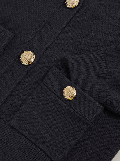13-14 yrs Knitted Embossed-Button Cardigan in Navy | Reiss Children & Baby Featured