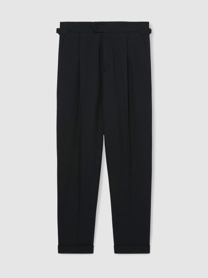 Regular Fit Herringbone Trousers With Cotton in Navy | Reiss Men Trending