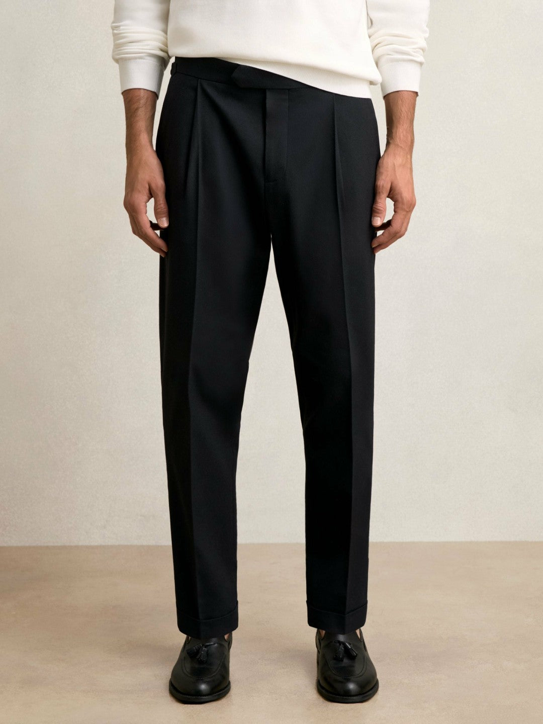 Regular Fit Herringbone Trousers With Cotton in Navy | Reiss Men Trending